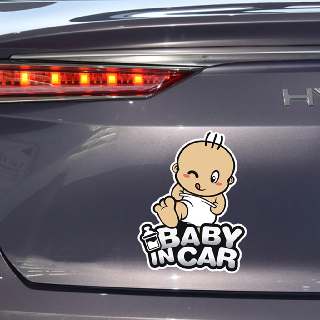 (Bất Ngờ) Đề Can Dán Xe Hơi Tự Dính Phản Quang Chống Thấm Nước Thân Thiện Với Môi Trường Hình Hoạt Hình Baby in Car