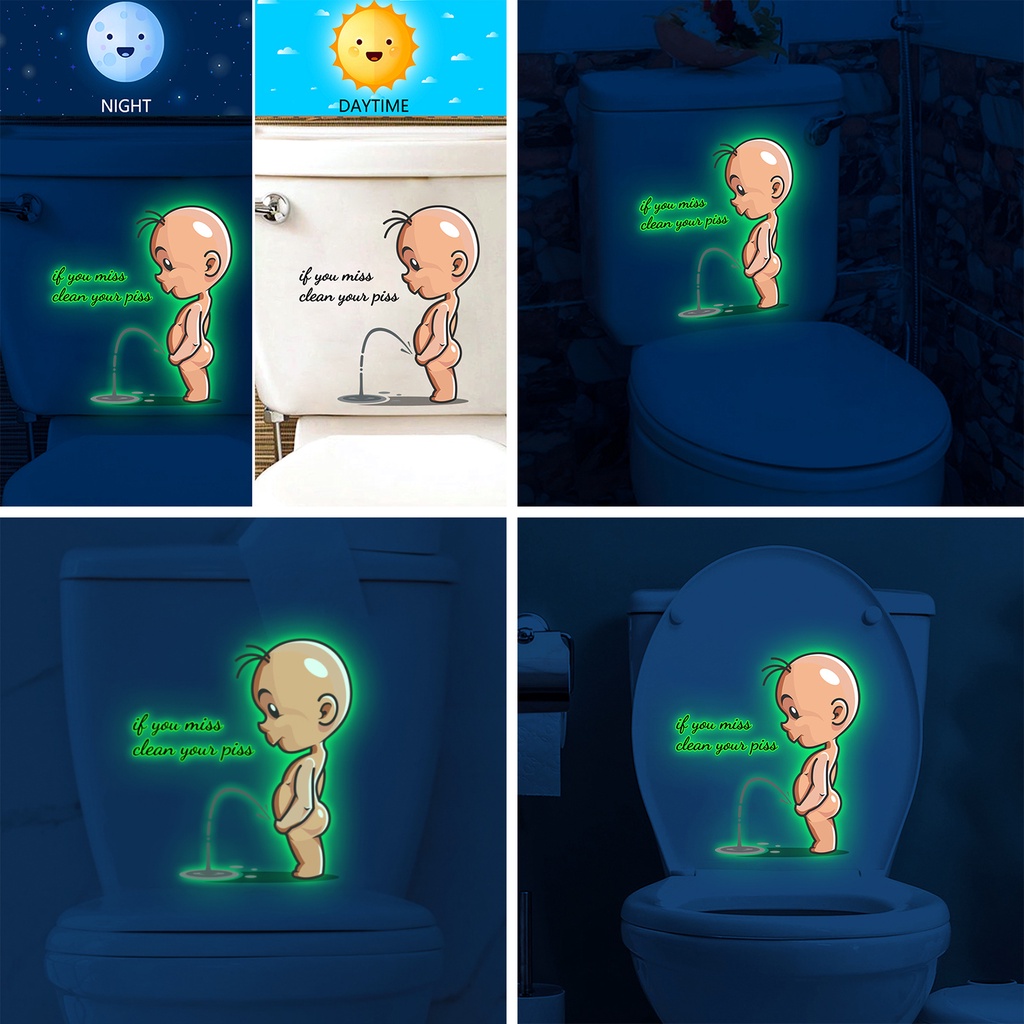 Miếng Dán Trang Trí Toilet In Chữ Dạ Quang Tự Dính Chống Thấm Nước Tiện Dụng