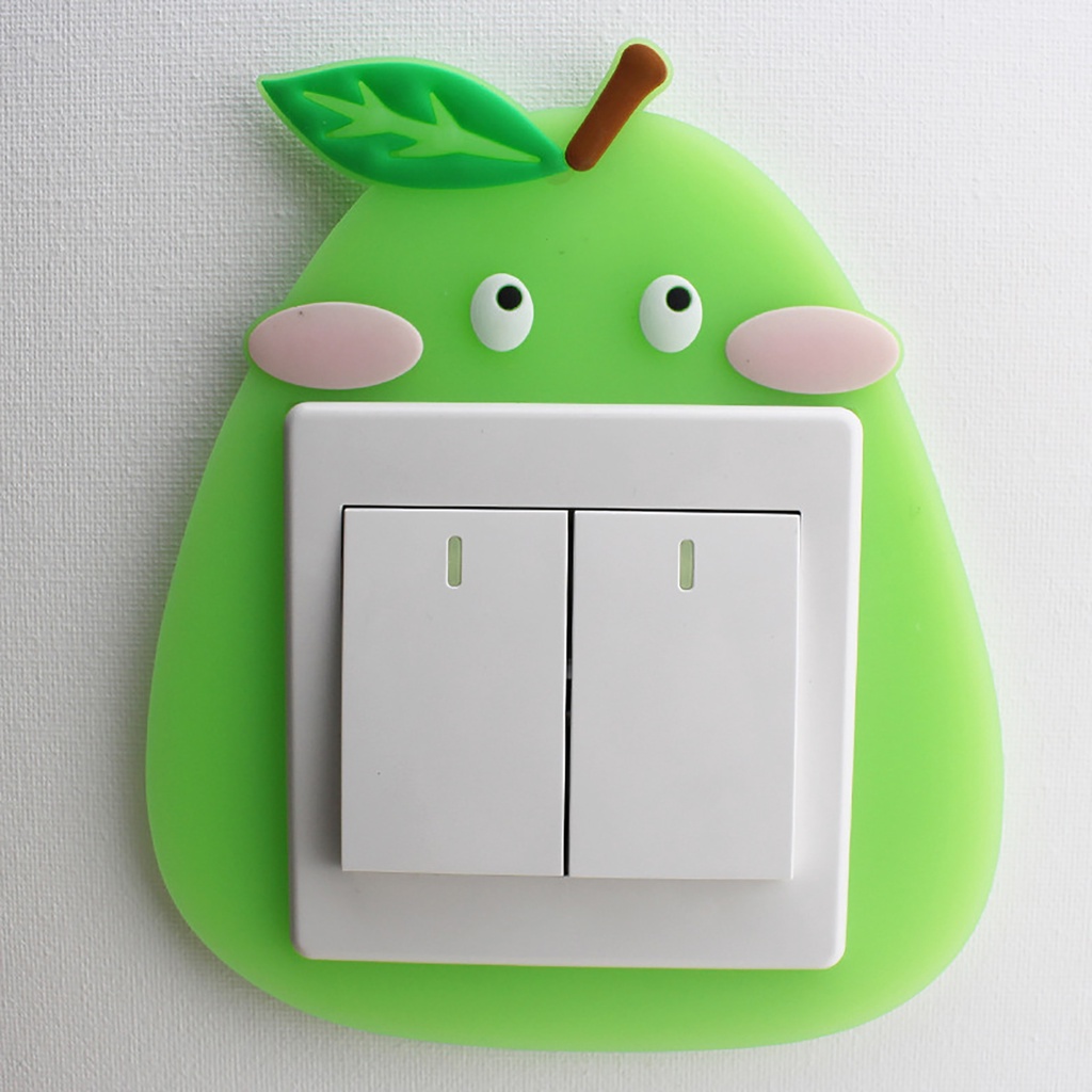 Miếng Dán Công Tắc Điện Bằng Silicon Mềm Họa Tiết Hoạt Hình Màu Dạ Quang Trang Trí Phòng Ngủ