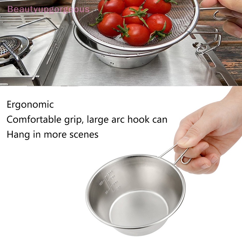 Tô Đựng Thức Ăn Bằng Thép Không Gỉ Có Tay Cầm Có Thể Gập Lại Tiện Dụng Mang Theo Du Lịch Cắm Trại