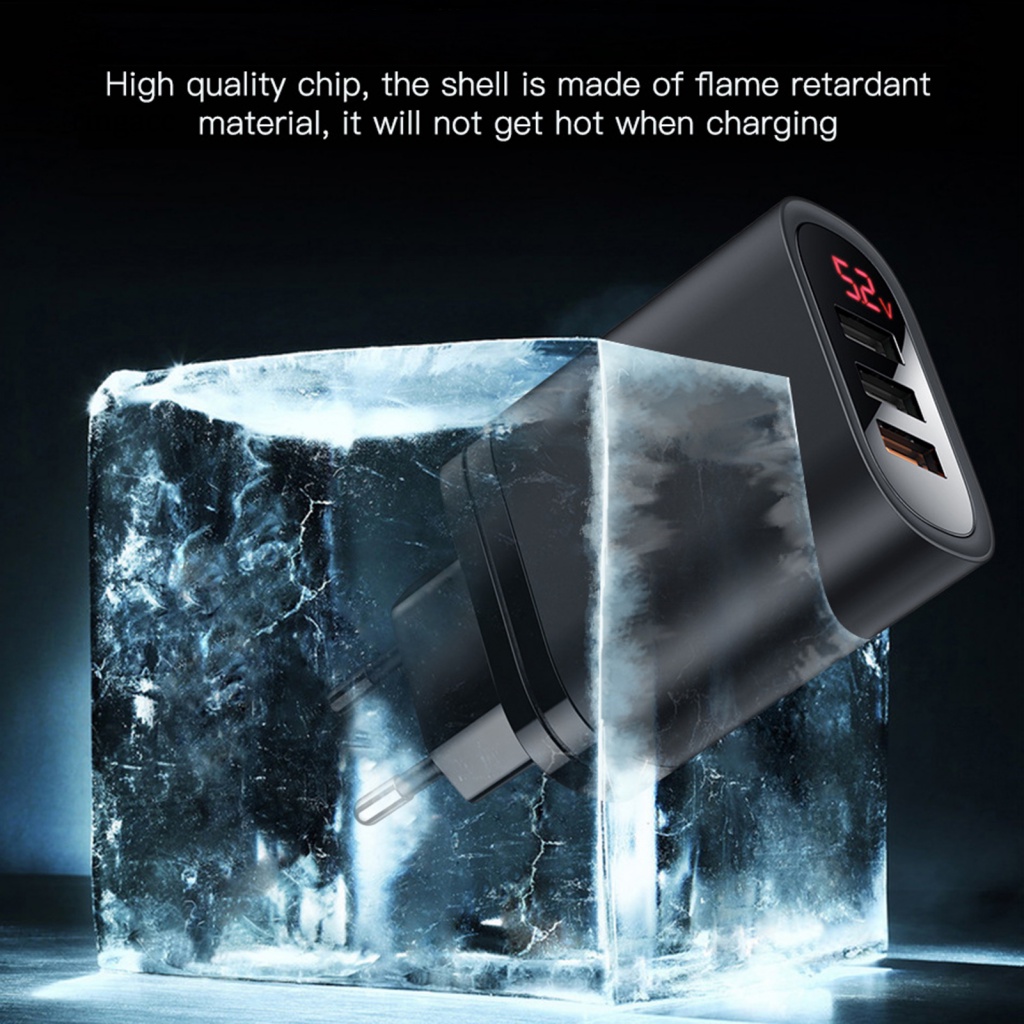 Cốc Sạc Nhanh RGA 30W 3 Cổng USB QC30 Cho IOS Android