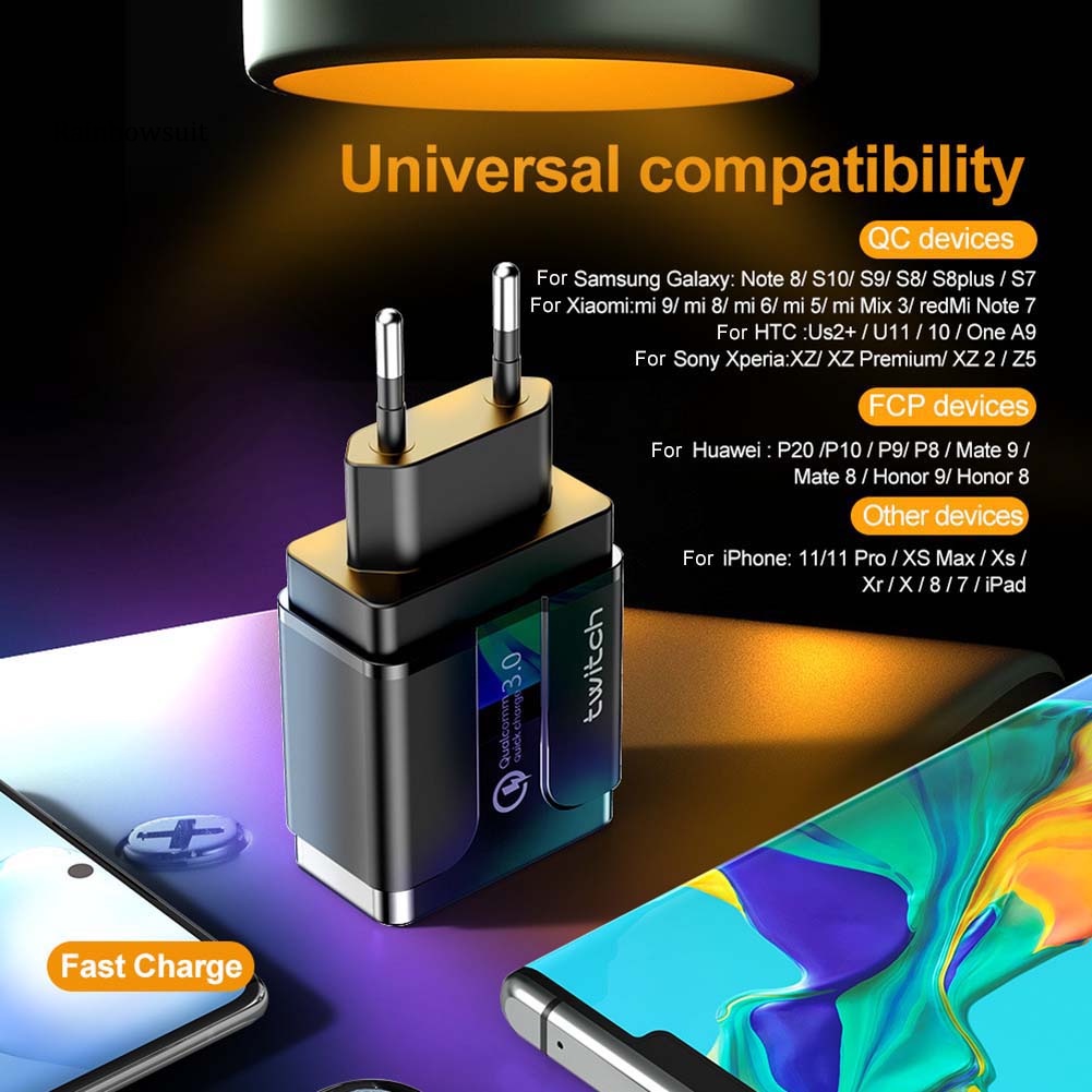 Cốc Sạc Nhanh 18W QC 30 Phích Cắm EU Tiện Dụng Cho Điện Thoại