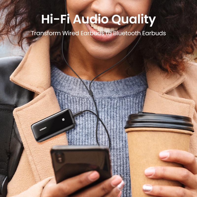 Ugreen USB Nhận Tín Hiệu Bluetooth 5.0 DAC 3.5mm NFC aptX Bluetooth 5.0