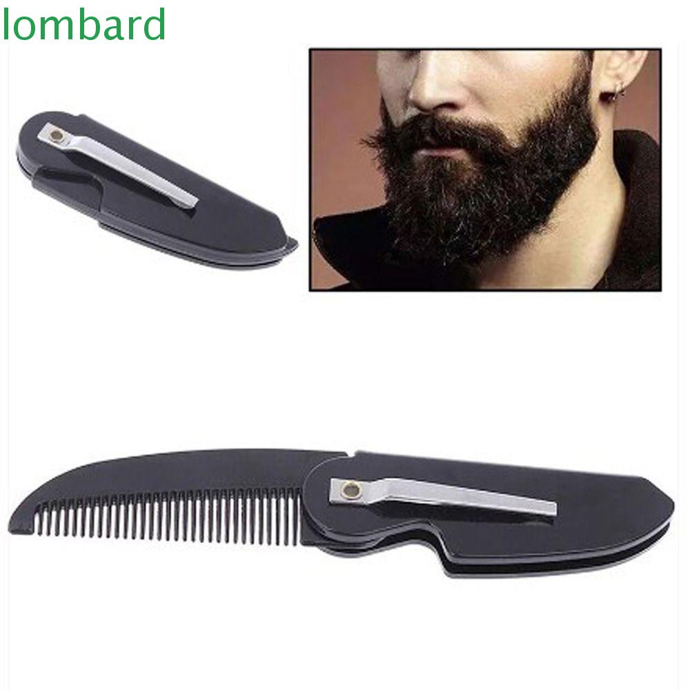 LOMBARD Lược Chải Râu Bằng Nhựa Màu Đen Chống Tĩnh Điện Thiết Kế Nhỏ Gọn Cho Nam Giới