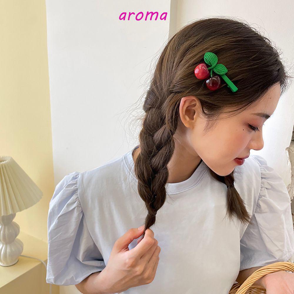 AROMA Kẹp Tóc Hình Trái Cherry Ngọt Ngào Bằng Hợp Kim Phong Cách Hàn Quốc Cho Nữ