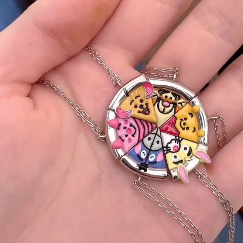 Nav 6 cái nam châm vòng cổ thu hút pizza mặt dây chuyền cặp đôi trang sức tình bạn