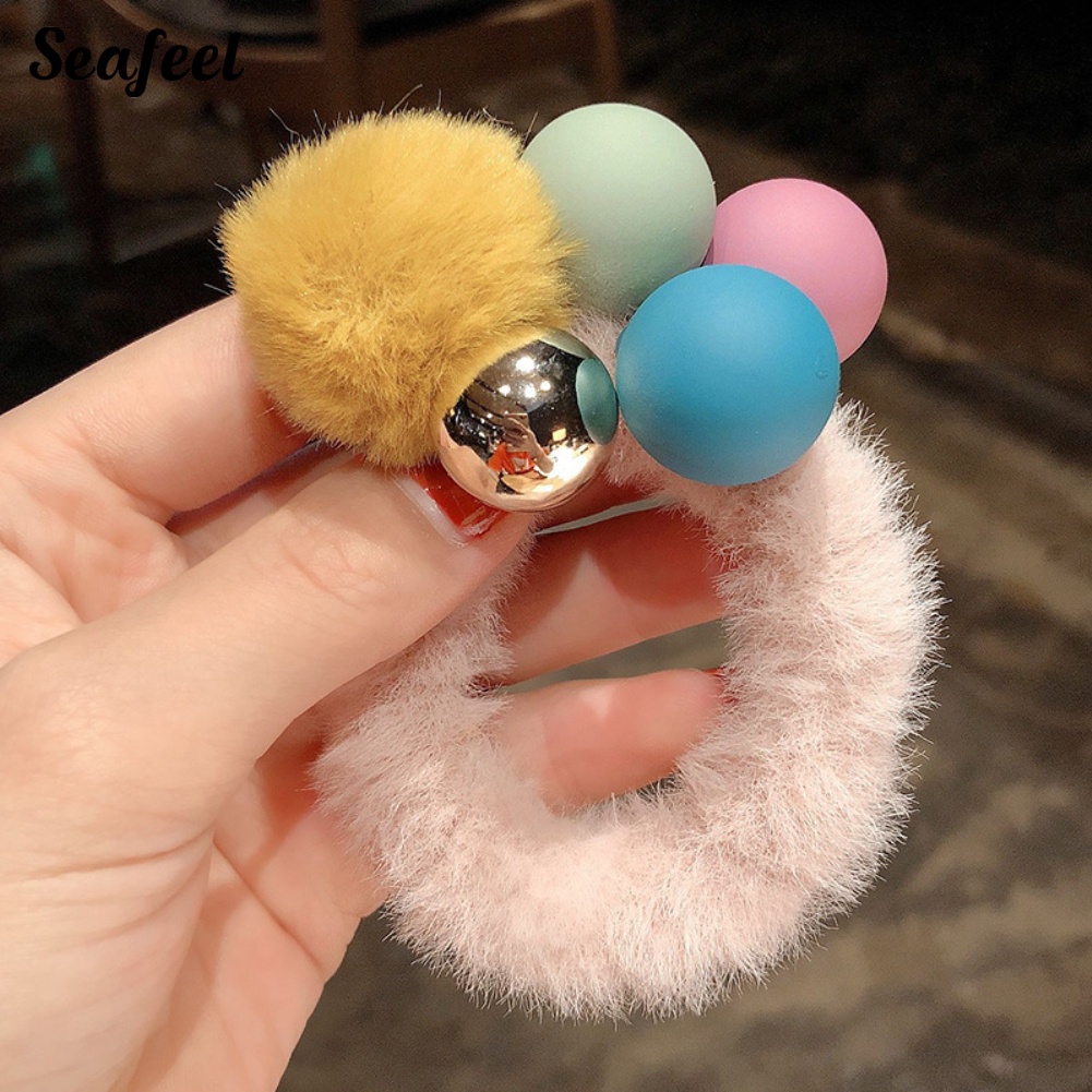 Dây Buộc Tóc Dạng Xoắn Ốc Co Giãn Màu Sắc Gradient Cho Nữ