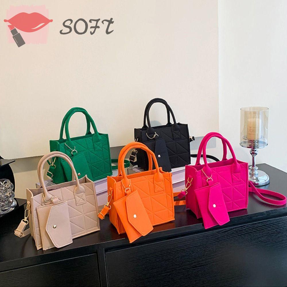 SOFTNESS Túi Đeo Vai Hình Vuông Cỡ Nhỏ Màu Sắc Đơn Giản Có Khóa Kéo Thời Trang Cho Nữ