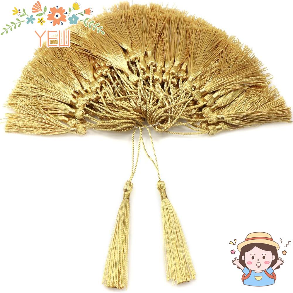 Dây Tua Rua Polyester Lụa Mềm Mại Màu Vàng Kim 5 Inch Tự Làm Trang Sức