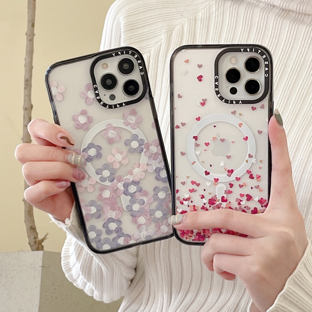 Ốp Điện Thoại Nhựa Acrylic Cứng Trong Suốt Họa Tiết Hoa Xinh Xắn Cho iPhone 15 14 13 12 11 Pro Max Plus