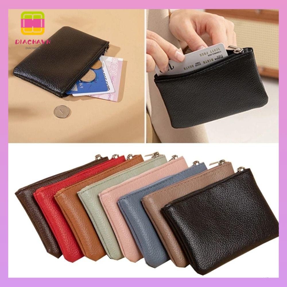 DIACHAVN Set 2 Ví Ngắn Mini Mềm Mại Có Khóa Kéo Đựng Thẻ Tiện Dụng Giá Đỡ