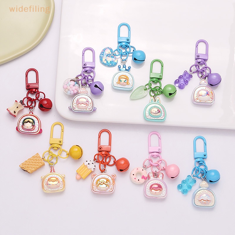 Móc Khóa Hình Bánh Donut Và Thỏ Hoạt Hình Mini Bằng Resin Dễ Thương Sáng Tạo Dành Cho Nam Nữ