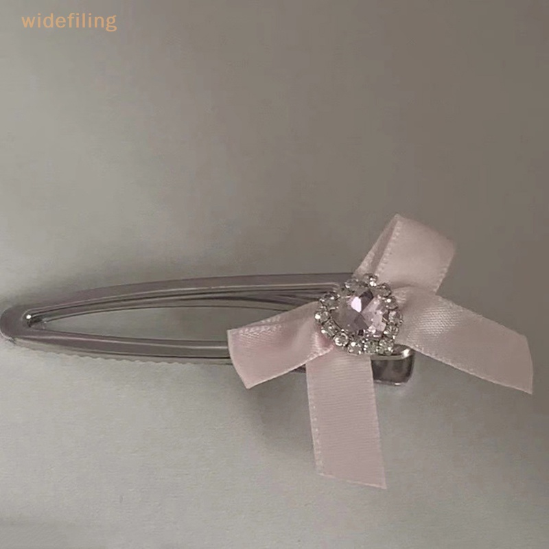 Kẹp Tóc Kim Loại Hình Nơ Đính Pha Lê Màu Hồng / Xanh Dương Phong Cách Gothic Thời Trang Cho Nữ Y2K