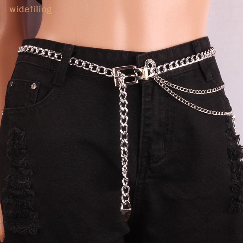 Thắt Lưng Dây Xích Kim Loại Nhiều Lớp Bản Rộng Cho Nữ