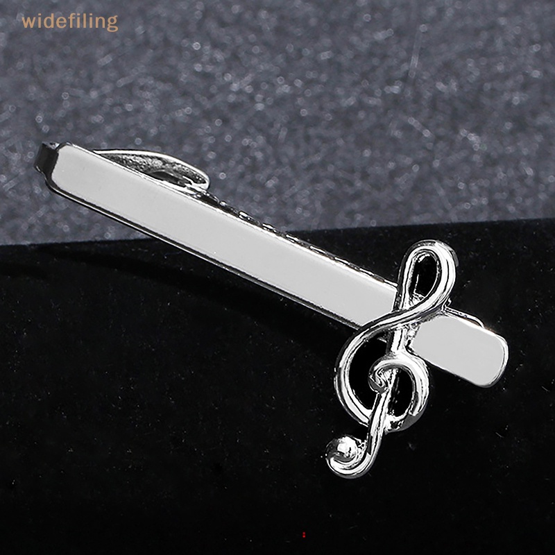 Kẹp Cà Vạt Bản Rộng Bằng Hợp Kim Màu Bạc Hình Nốt Nhạc Thời Trang Cho Nam