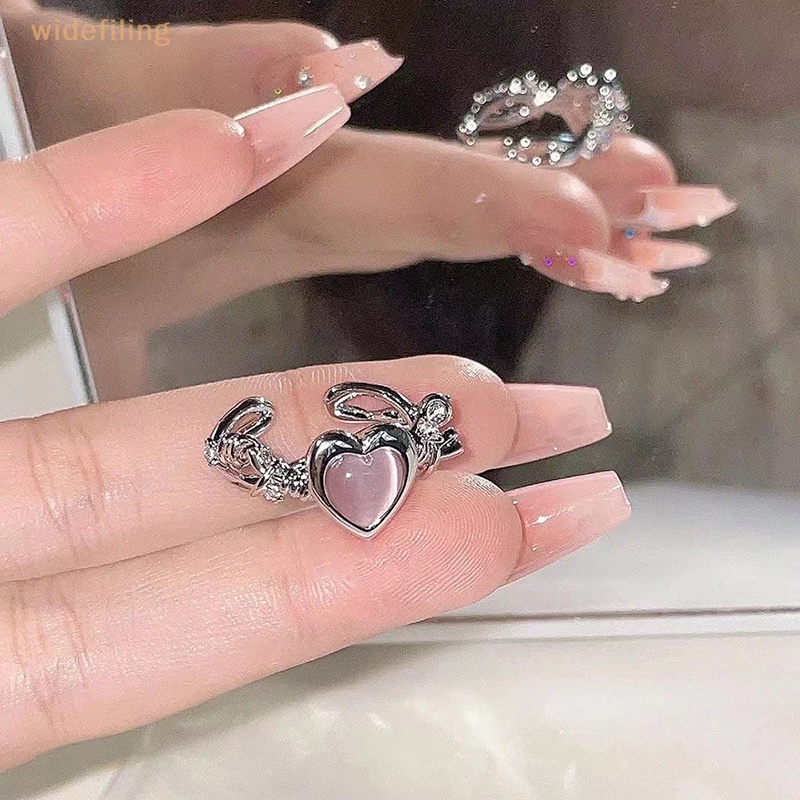 Nhẫn Hình Trái Tim Mắt Mèo Thời Trang Có Thể Điều Chỉnh Cho Nữ