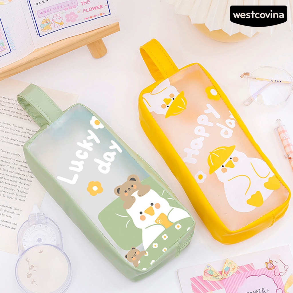 [WSTN]✎Túi Đựng Bút Bằng Da Giả Khóa Kéo Đa Năng Tiện Dụng