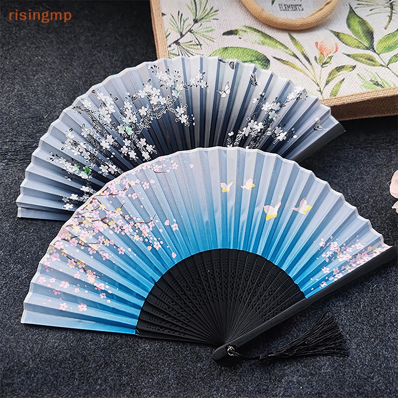 Quạt Xếp Cầm Tay Bằng Lụa In Họa Tiết Trung Hoa Cổ Điển Dùng Trang Trí Nhà Cửa