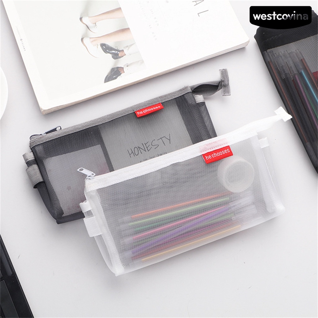 [WSTN]✎Túi Đựng Bút Bằng Lưới Trong Suốt Chống Bụi Sức Chứa Lớn