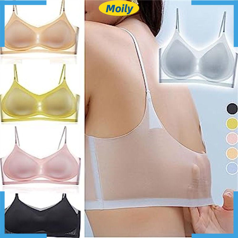 MOILYVN Áo Ngực Thể Thao Vải Lụa Lạnh Siêu Mỏng Không Đường May Thoáng Khí Thoải Mái Thời Trang Mùa Hè