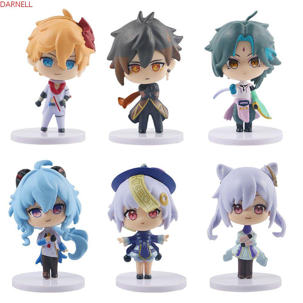 DARNELL Set 6 Mô Hình Đồ Chơi Nhân Vật Hoạt Hình Genshin Va Chạm Bằng PVC