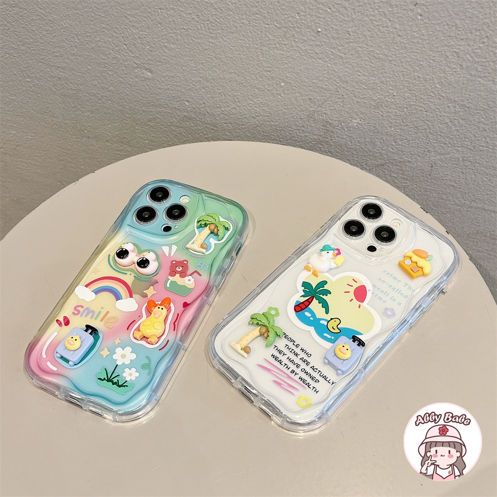 Ốp Điện Thoại TPU Mềm Trong Suốt Họa Tiết Cây Dừa / Bãi Biển 3D Chống Bẩn Cho IPhone 14 Pro Max 12 11 Pro Max X XS XR 7Plus