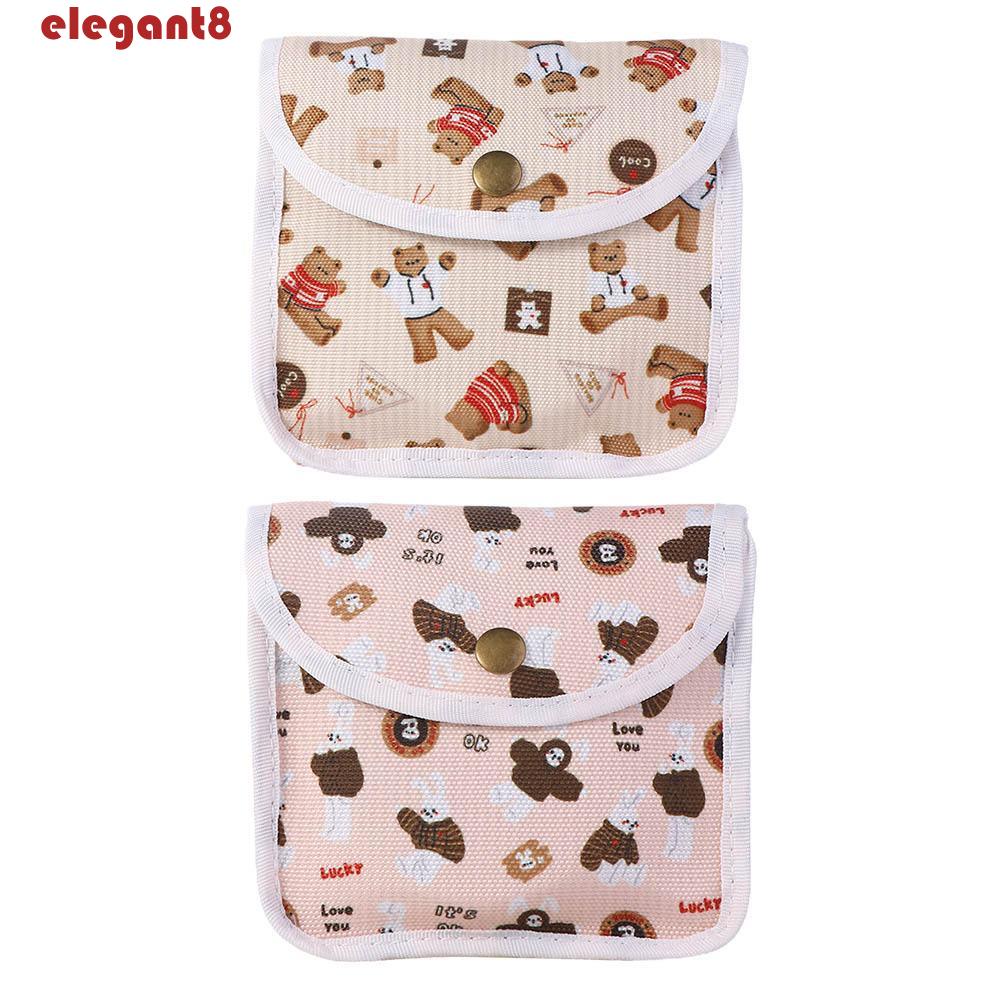 ELEGANT Ví Đựng Tiền Xu / Thẻ Hình Gấu Tampon Phối Khóa Kéo Kiểu Hàn Quốc Cho Bạn Gái