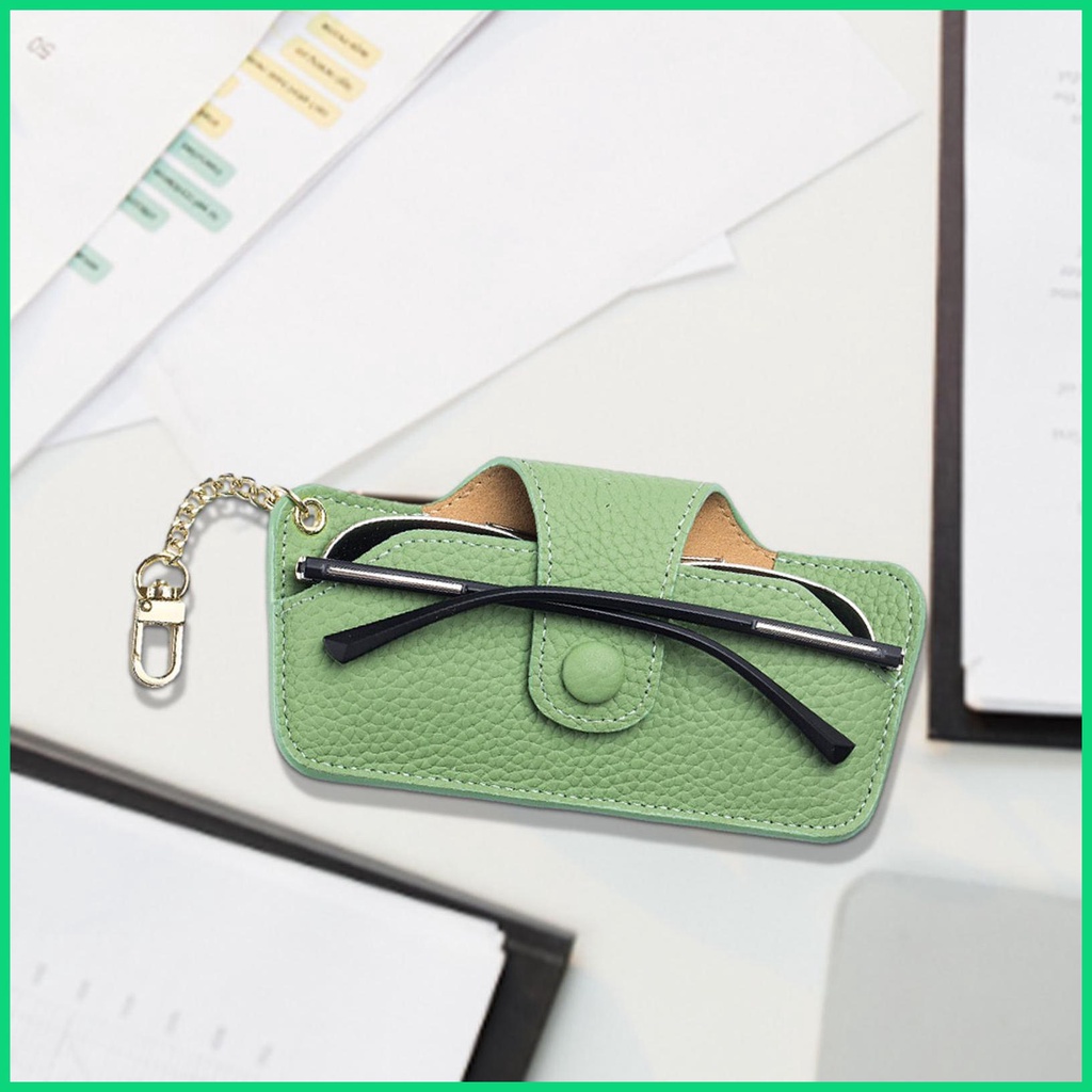 Hộp Đựng Mắt Kính Bằng Da Bò Mỏng Nhẹ Kèm Dây Đeo Sợi Xích Thời Trang Sang Trọng Cho Nữ