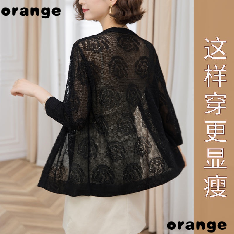 Áo Khoác Cardigan Dệt Kim Mỏng Chống Nắng Thoáng Khí Thời Trang Xuân Thu Cho Nữ Trung Niên