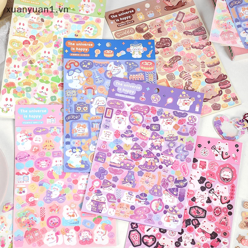 1 Tấm Hình Dán Động Vật Hoạt Hình Lấp Lánh Trang Trí Sổ Tay DIY