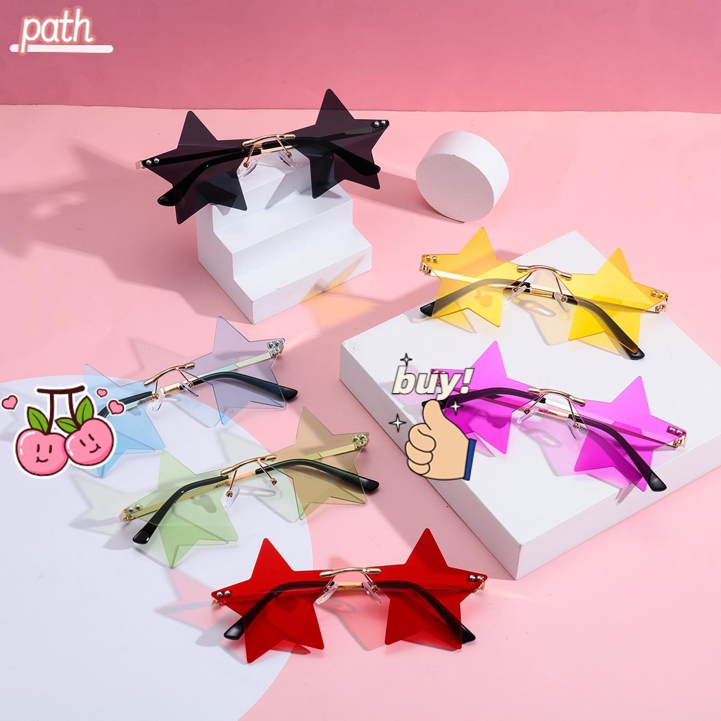 PATH Kính Mát Không Gọng Hình Ngôi Sao Năm Cánh Dễ Thương