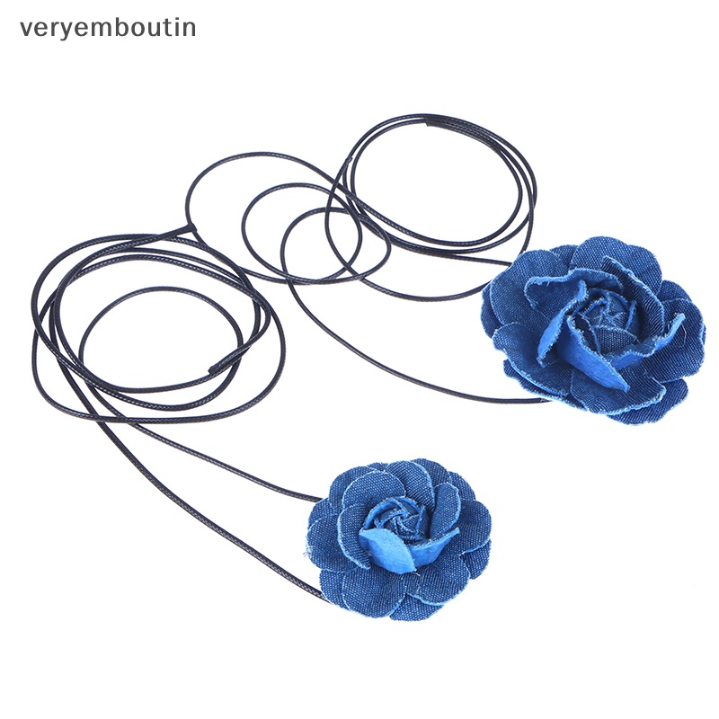1 Vòng Cổ Choker Jean Xanh Dương Nhiều Lớp Mặt Hoa Cho Nữ Mặc Trong Ngày Cưới