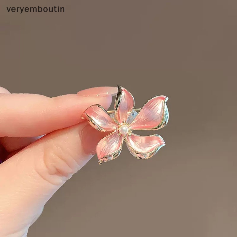 Ghim Cài Áo Hình Hoa Đính Ngọc Trai Màu Vàng Hồng Thời Trang Cho Nữ