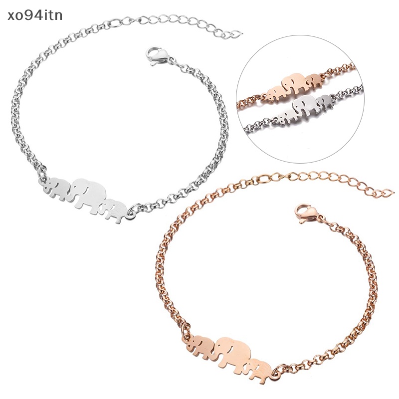 Vòng Đeo Tay Dạng Chuỗi Xích Bằng Thép Không Gỉ Mặt Hình Voi Cho Nữ