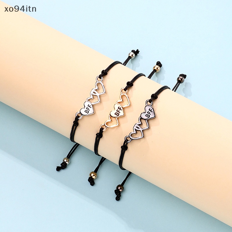 Bộ 3 Vòng Tay Dây Thừng Mặt Hình Trái Tim Thời Trang Cho Nam Và Nữ