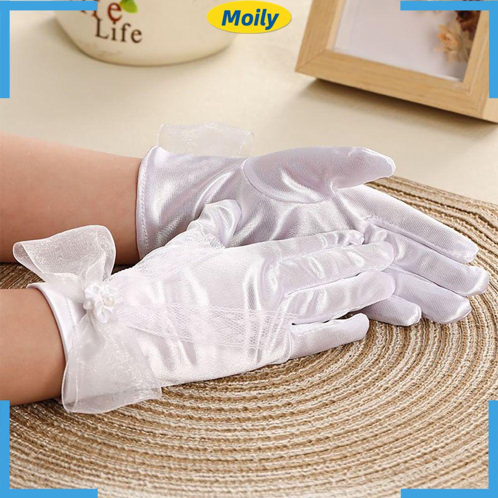MOILYVN Găng Tay Dài Vải Satin Đính Kim Sa Lấp Lánh Dành Cho Bé Biểu Diễn Múa