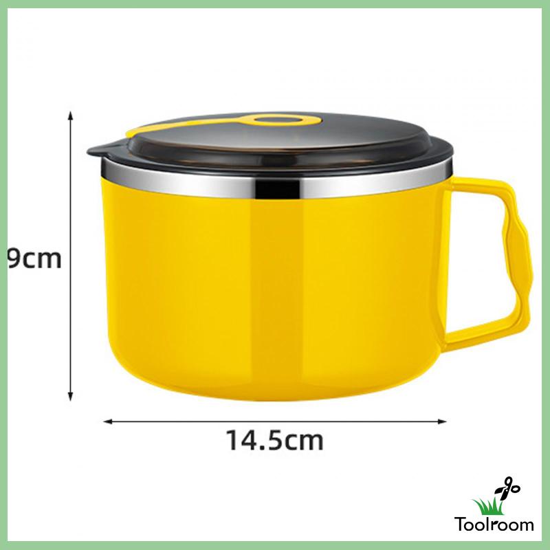 Tô Ăn Mì Có Nắp Và Tay Cầm Bằng Thép Không Gỉ Tiện Lợi