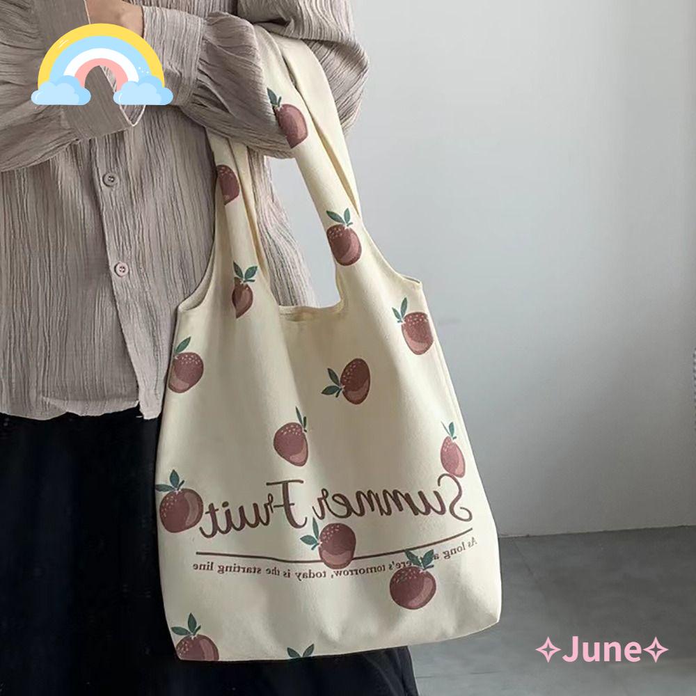 JUNE Túi Đeo Vai Bằng Vải Canvas Thiết Kế Giản Dị Dành Cho Nữ