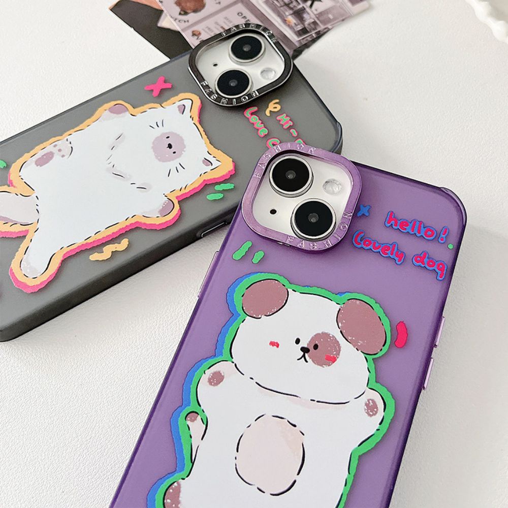 Ốp Điện Thoại TPU Mềm Chống Dấu Vân Tay Chống Rơi In Hình Cún / Mèo Mạ Điện Thời Trang Cho IPhone 14 13 12 11 Pro Max X XR 8 7 Plus