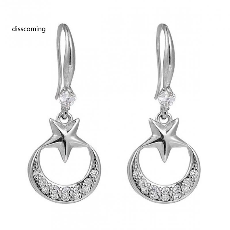 Áo Thun Tay Ngắn In Chữ SL| Khuyên Tai Móc Bằng Bạc Sterling Đơn Giản Thời Trang Mùa Hè Hàn Quốc