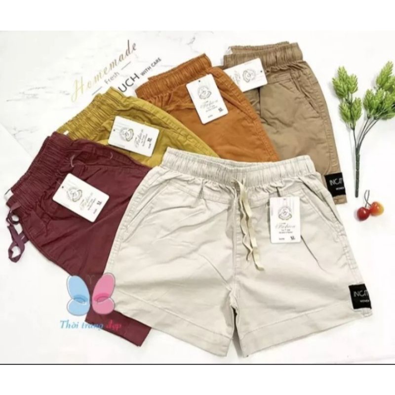 Quần short kaki nữ lưng thun _ Quần short đùi kaki co dãn từ 40-63kg⚡BIG SIZE⚡