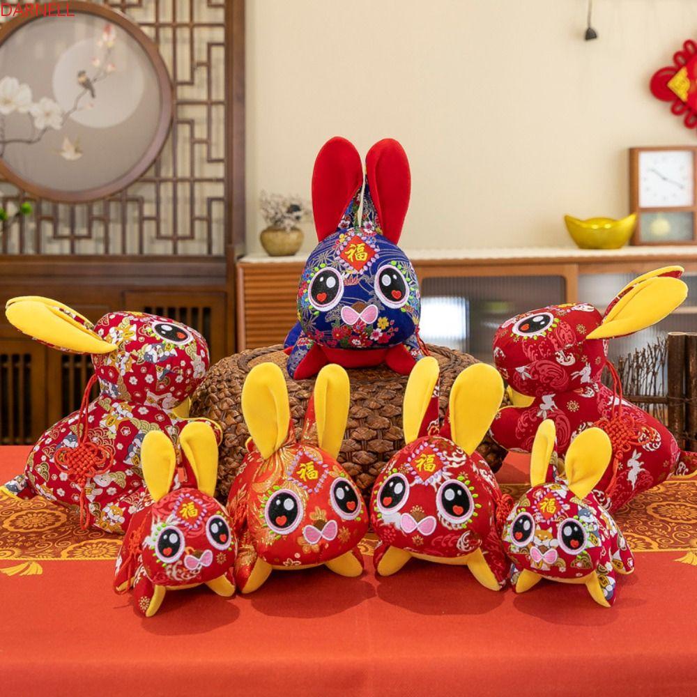 DARNELL Thỏ Nhồi Bông Phong Cách Trung Hoa Trang Trí Năm Mới