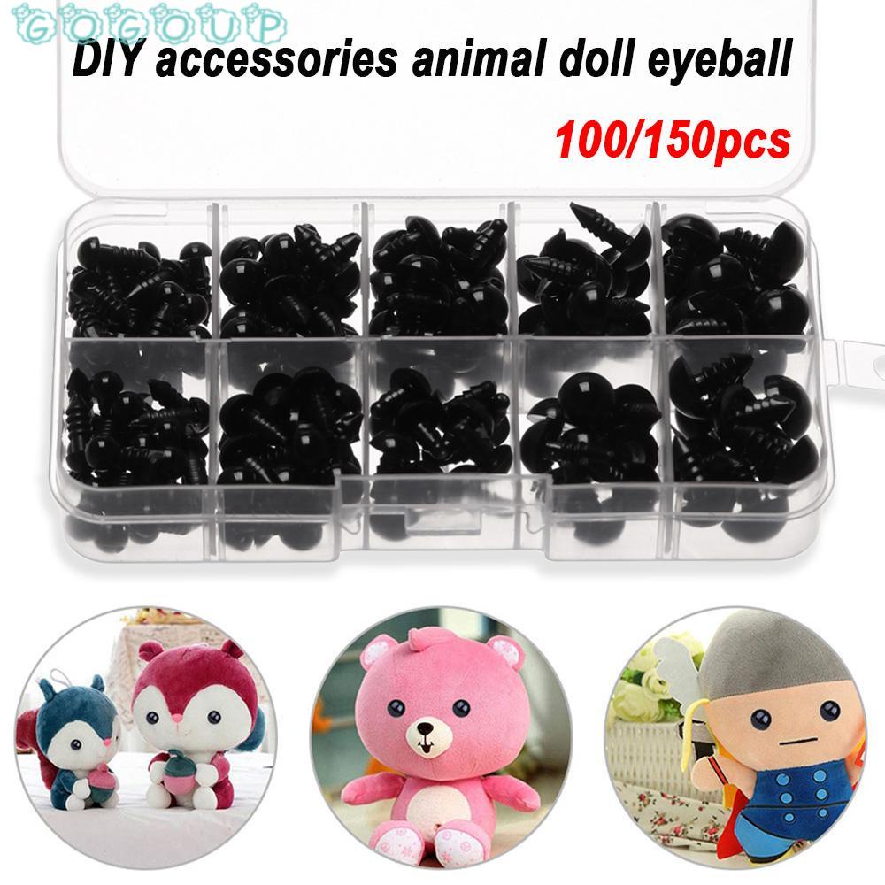 GOGOUP Set 100 / 150 Mắt Nhựa Kèm Hộp Đựng Màu Đen Cho Búp Bê