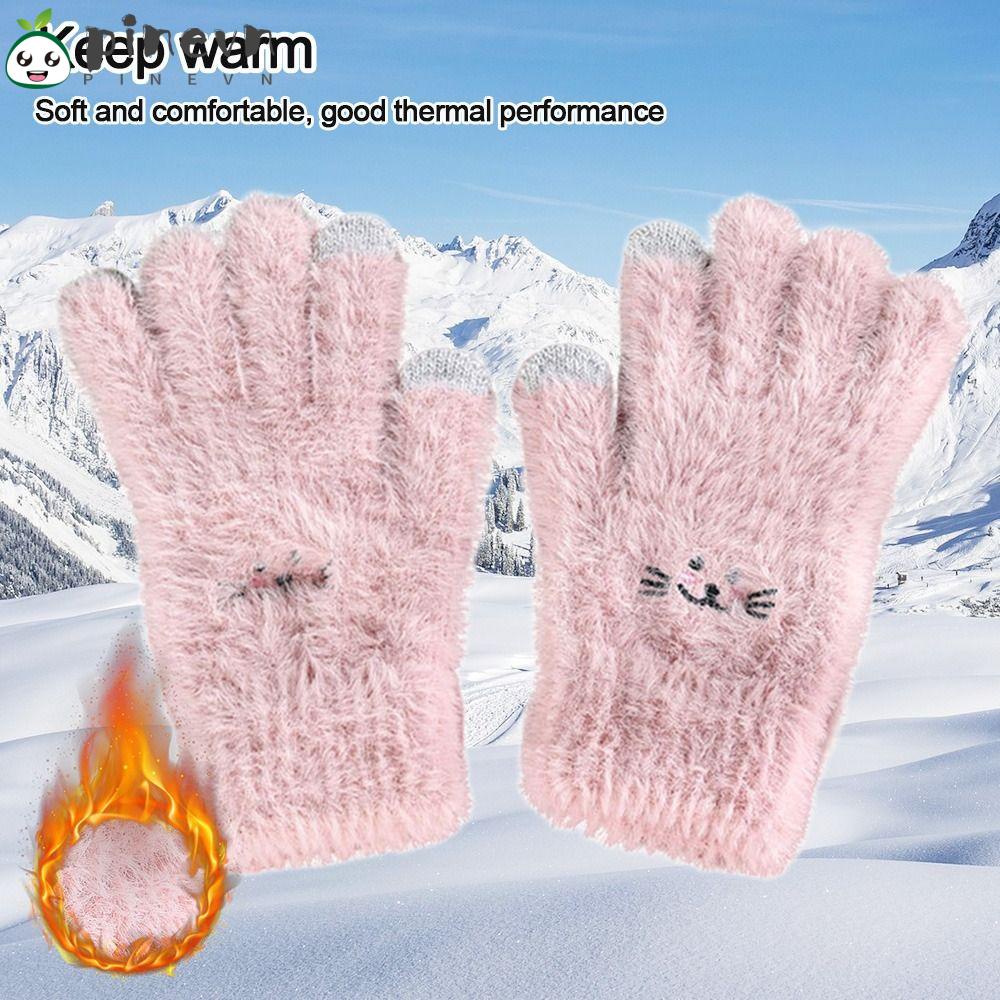 PINEVN 1 Đôi Găng Tay Lái Xe Đạp Lông Chồn Dày Giữ Ấm