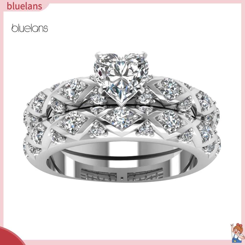 Nhẫn Đính Hôn Đính Đá Zircon Hình Trái Tim Sang Trọng Cho Nữ