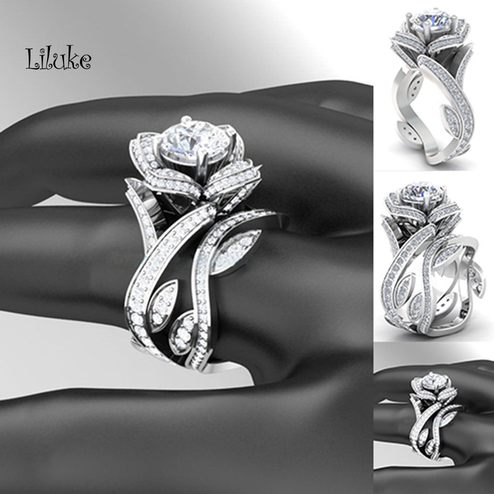 Nhẫn Hợp Kim Trang Trí Hoa Đính Đá Nhiều Màu Sắc Cho Nữ