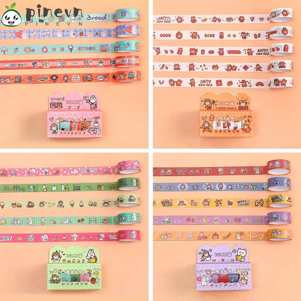 PINEVN Set 4 Hộp Băng Keo Dán Trang Trí Sổ Tay