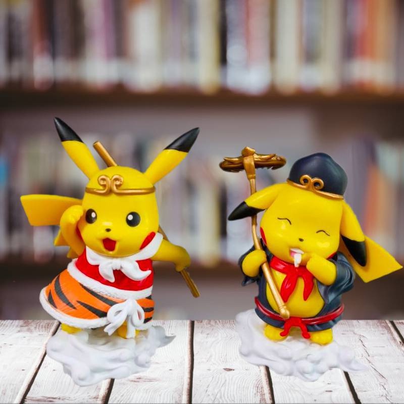 Mô Hình Pikachu Cosplay Tôn Ngộ Không, Chư Bắt Giới, Mô Hình Cao 13cm, Decor Trang Trí Bàn Học, Bàn Làm Việc