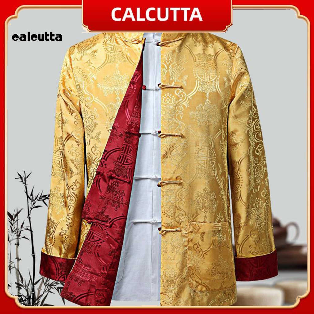 [calcutta] Áo Khoác Truyền Thống Trung Hoa Cổ Đứng Tay Dài Có Thể Đảo Ngược Giữ Ấm Phong Cách Trung Hoa Cổ Điển Cho Cuộc Sống Hàng