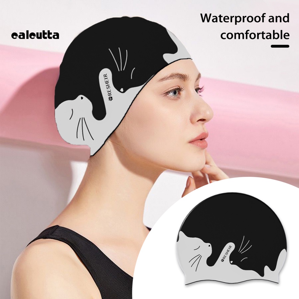 Mũ Bơi Silicon Chống Thấm Nước Họa Tiết Hoạt Hình Bảo Vệ Tai Cho Bé